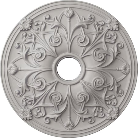 Ekena Millwork Jamie Ceiling Medallion (Canopies up to 3 7/8"), 23 5/8"OD x 3 7/8"ID x 2 1/8"P, Ultra Pure White CM23JAUWF
